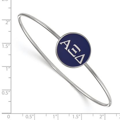 Sterling Silver Rh Plated Logoart Alpha Xi Delta Enameled Slip On Bangle Bracelet