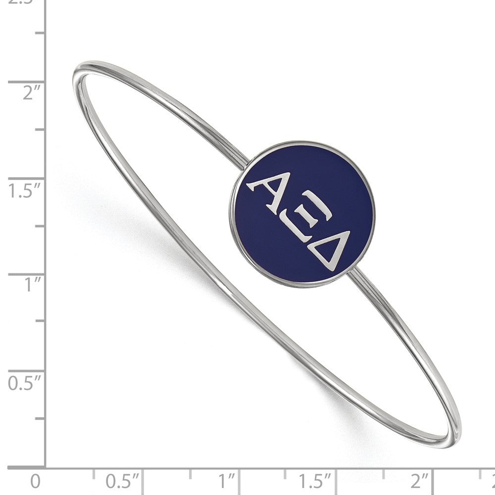 Sterling Silver Rh Plated Logoart Alpha Xi Delta Enameled Slip On Bangle Bracelet