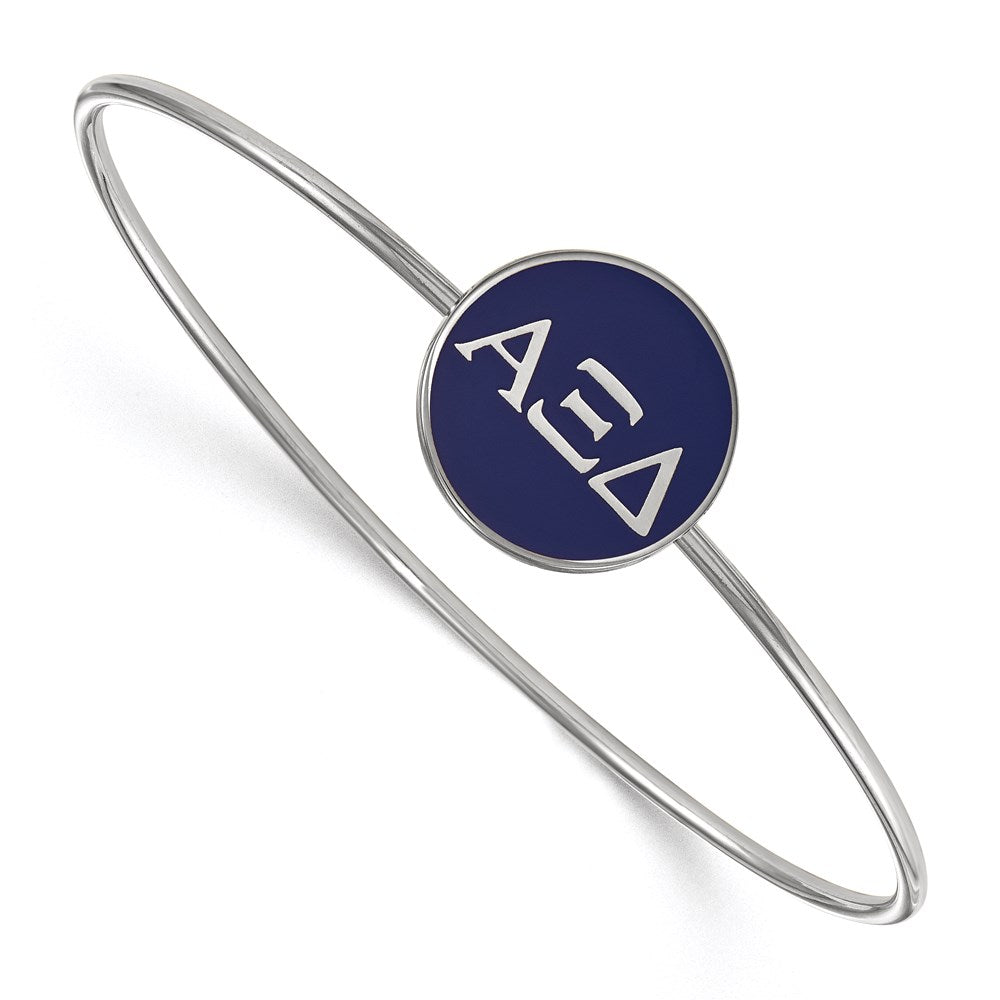 Sterling Silver Rh Plated Logoart Alpha Xi Delta Enameled Slip On Bangle Bracelet