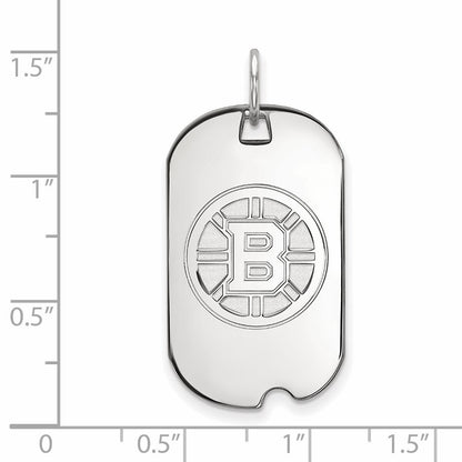 10K White Gold Nhl Logoart Boston Bruins Small Dog Tag Pendant