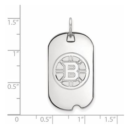 14K White Gold Nhl Logoart Boston Bruins Small Dog Tag Pendant