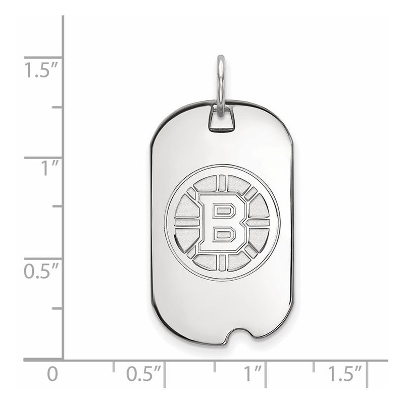 14K White Gold Nhl Logoart Boston Bruins Small Dog Tag Pendant