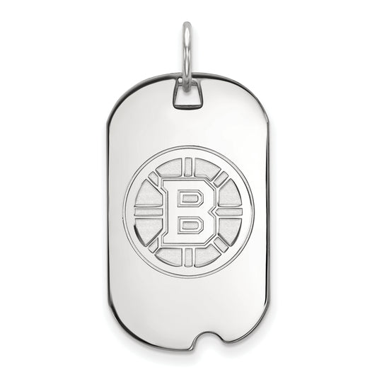 10K White Gold Nhl Logoart Boston Bruins Small Dog Tag Pendant