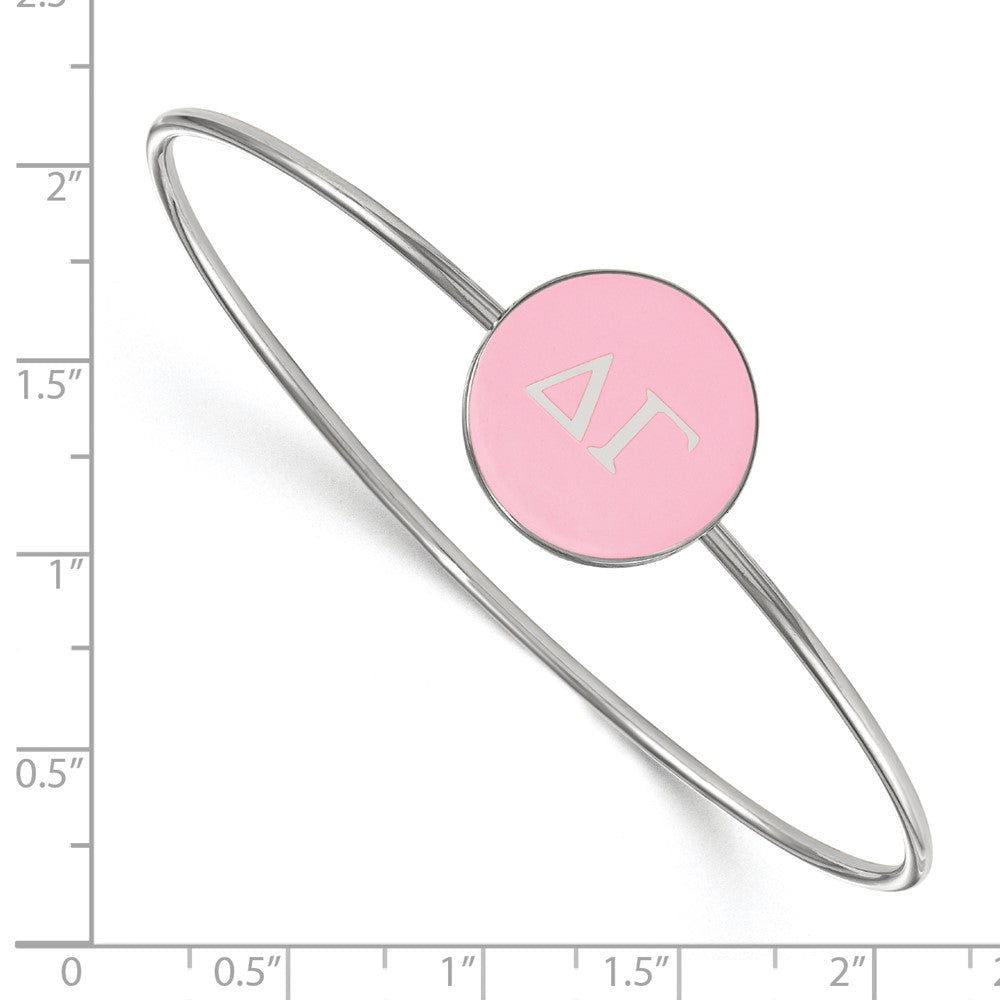 Sterling Silver Rh Plated Logoart Delta Gamma Enameled Slip On Bangle Bracelet