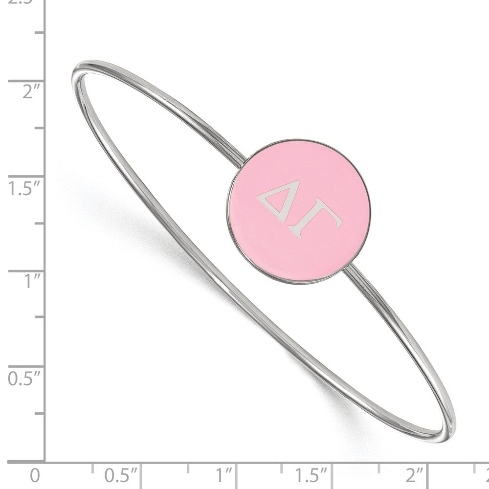 Sterling Silver Rh Plated Logoart Delta Gamma Enameled Slip On Bangle Bracelet