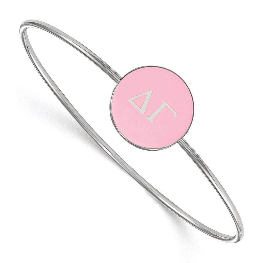 Sterling Silver Rh Plated Logoart Delta Gamma Enameled Slip On Bangle Bracelet