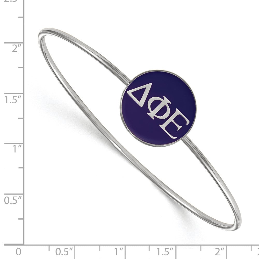 Sterling Silver S. Rh Plated Logoart Delta Phi Epsilon Enameled Slip On Bangle