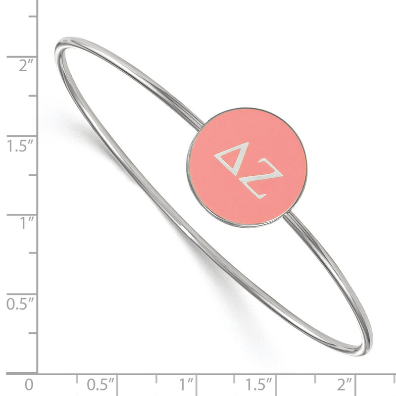 Sterling Silver Rh Plated Logoart Delta Zeta Enameled Slip On Bangle
