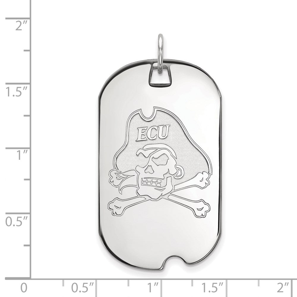 14K White Gold Logoart East Carolina University Pirate Large Dog Tag Pendant