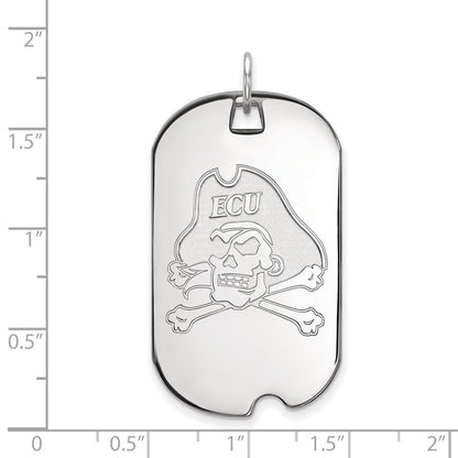 14K White Gold Logoart East Carolina University Pirate Large Dog Tag Pendant