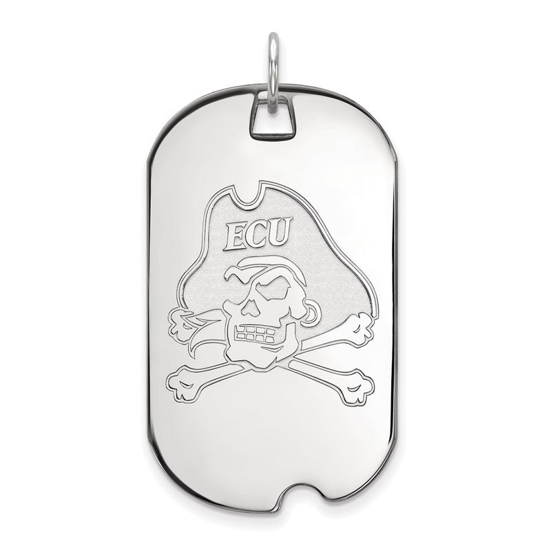 10K White Gold Logoart East Carolina University Pirate Large Dog Tag Pendant