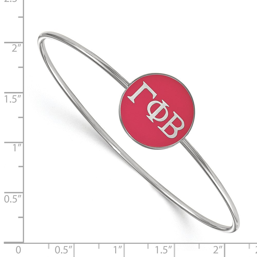 Sterling Silver Rh Plated Logoart Gamma Phi Beta Enameled Slip On Bangle