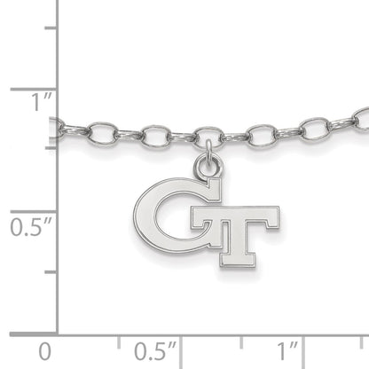Sterling Silver Rhod-Pltd Logoart Georgia Institute of Technology Anklet