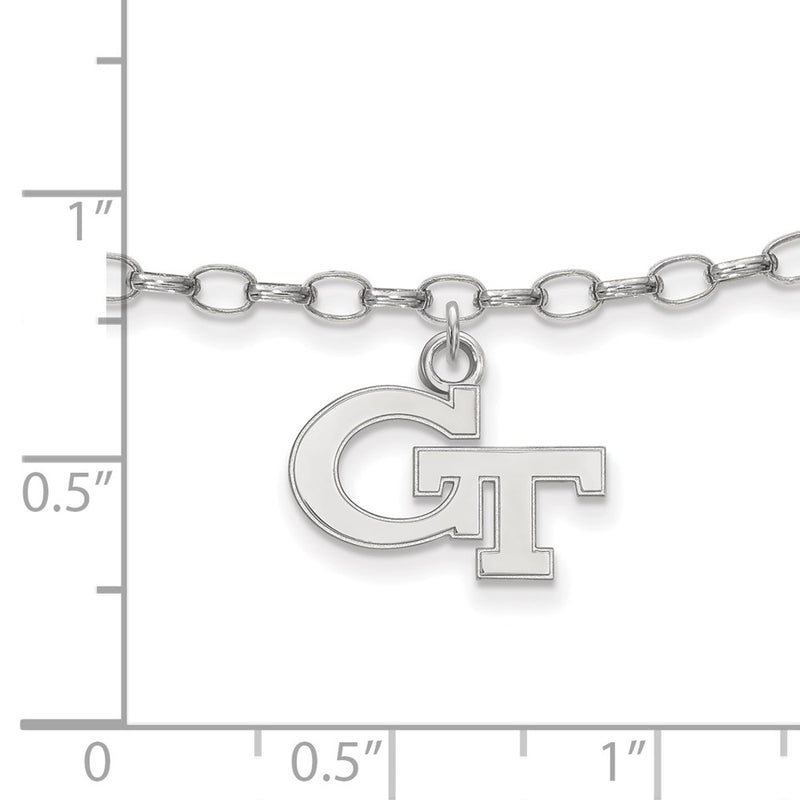 Sterling Silver Rhod-Pltd Logoart Georgia Institute of Technology Anklet