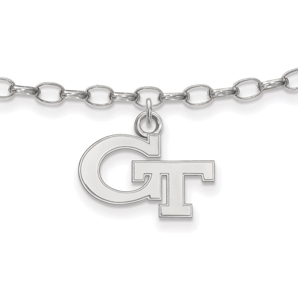 Sterling Silver Rhod-Pltd Logoart Georgia Institute of Technology Anklet