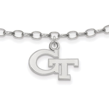 Sterling Silver Rhod-Pltd Logoart Georgia Institute of Technology Anklet