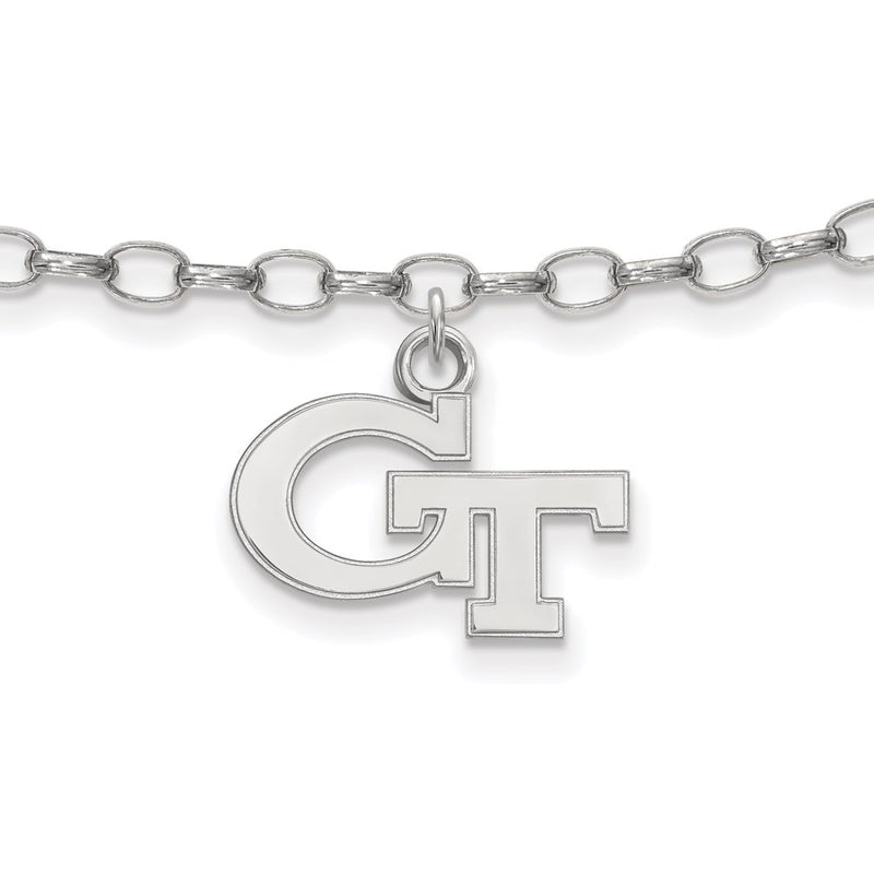 Sterling Silver Rhod-Pltd Logoart Georgia Institute of Technology Anklet