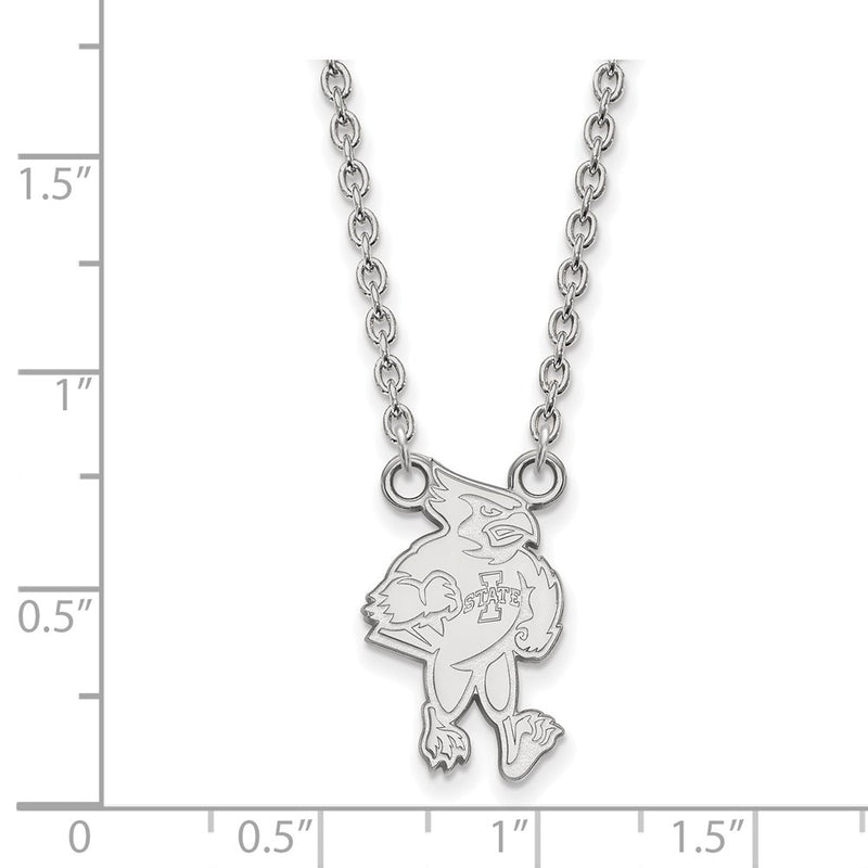Sterling Silver Rhodium Plated Logoart Iowa State University Cardinal Large Pendant 18 Inch Necklace