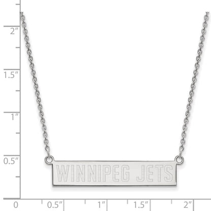 Sterling Silver Rhodium Plated Nhl Logoart Winnipeg Jets Small Bar 18 Inch Necklace
