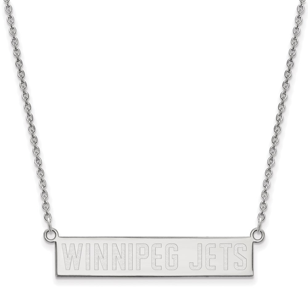 Sterling Silver Rhodium Plated Nhl Logoart Winnipeg Jets Small Bar 18 Inch Necklace