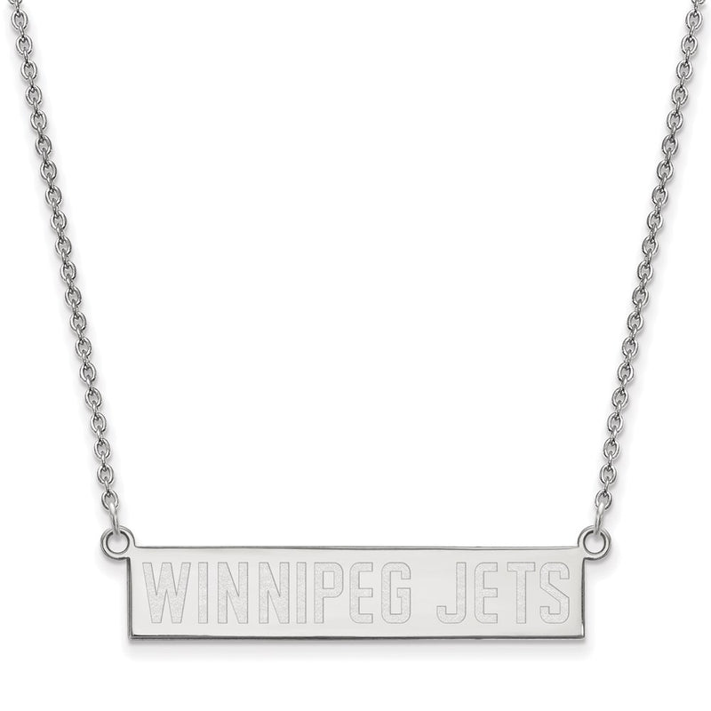 Sterling Silver Rhodium Plated Nhl Logoart Winnipeg Jets Small Bar 18 Inch Necklace