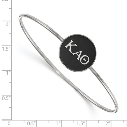 Sterling Silver S. Rh Plated Logoart Kappa Alpha Theta Enameled Slip On Bangle