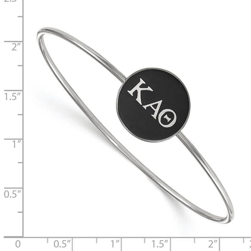 Sterling Silver S. Rh Plated Logoart Kappa Alpha Theta Enameled Slip On Bangle