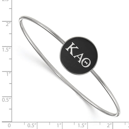 Sterling Silver S. Rh Plated Logoart Kappa Alpha Theta Enameled Slip On Bangle