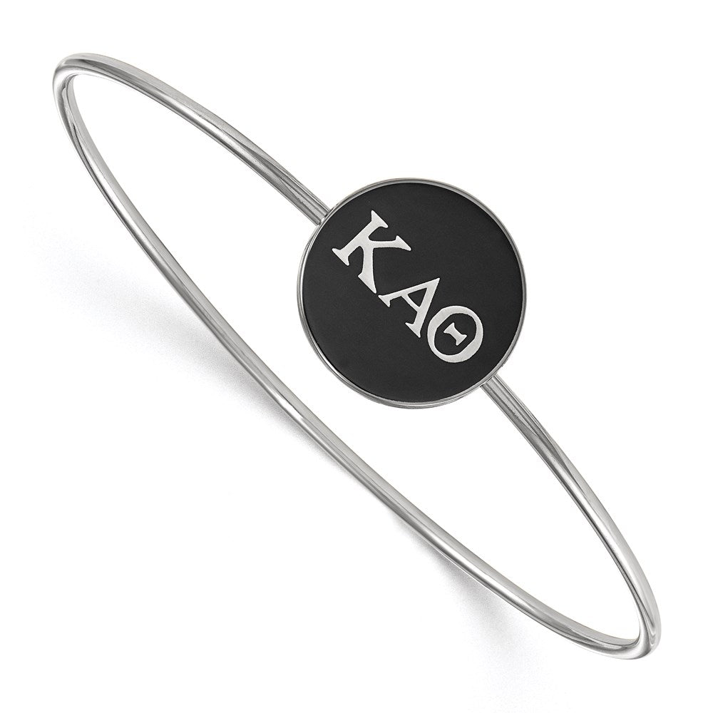 Sterling Silver S. Rh Plated Logoart Kappa Alpha Theta Enameled Slip On Bangle