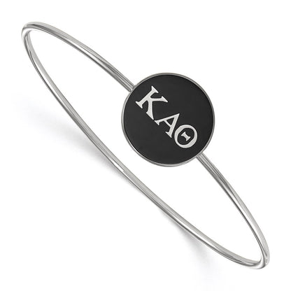 Sterling Silver S. Rh Plated Logoart Kappa Alpha Theta Enameled Slip On Bangle