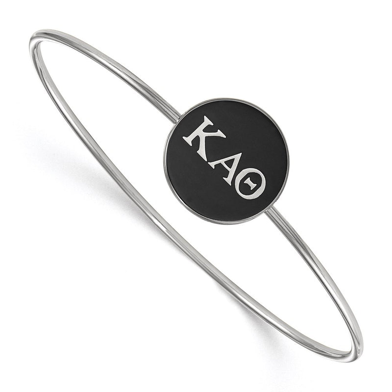Sterling Silver S. Rh Plated Logoart Kappa Alpha Theta Enameled Slip On Bangle