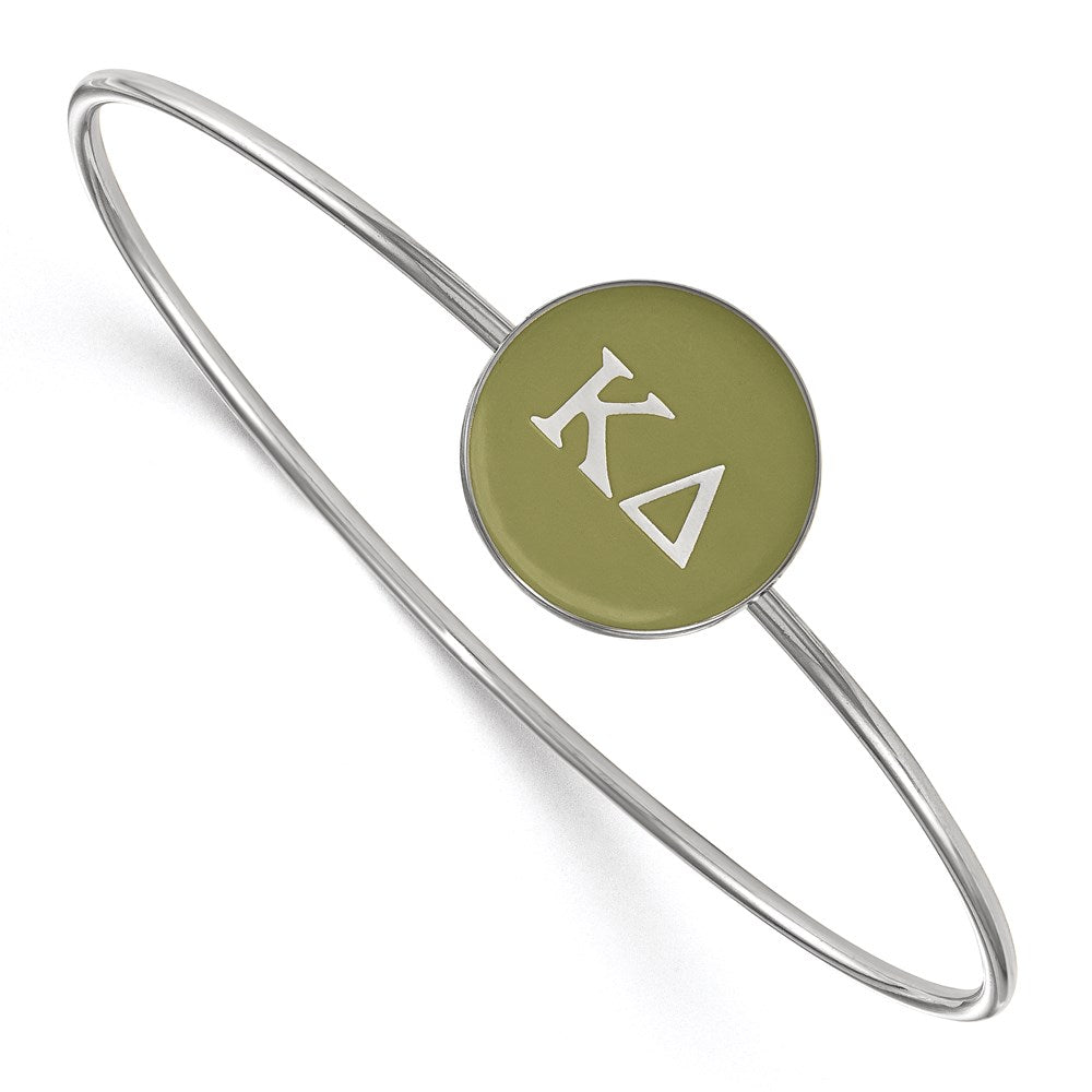 Sterling Silver Rh Plated Logoart Kappa Delta Enameled Slip On Bangle Bracelet