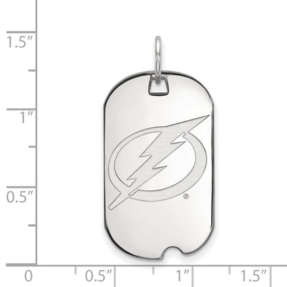 14K White Gold Nhl Logoart Tampa Bay Lightning Small Dog Tag Pendant