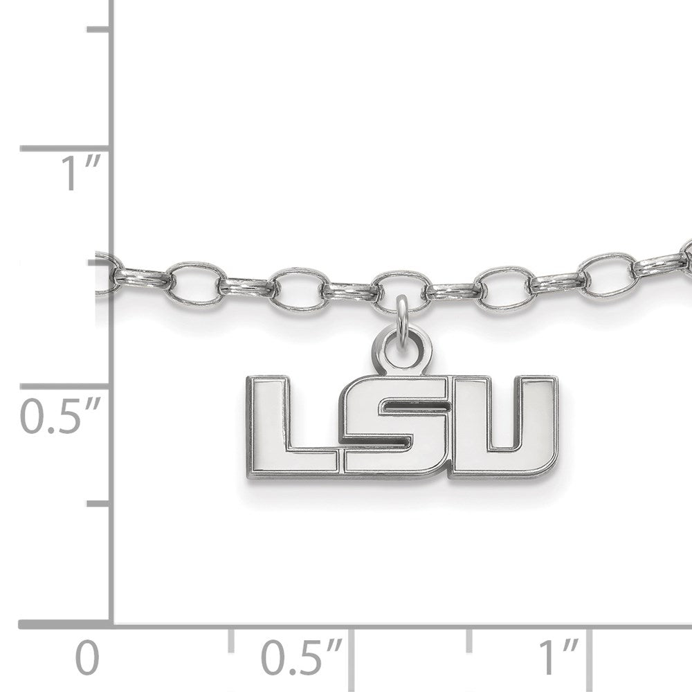 Sterling Silver Rhod-Pltd Logoart Louisiana State University Anklet