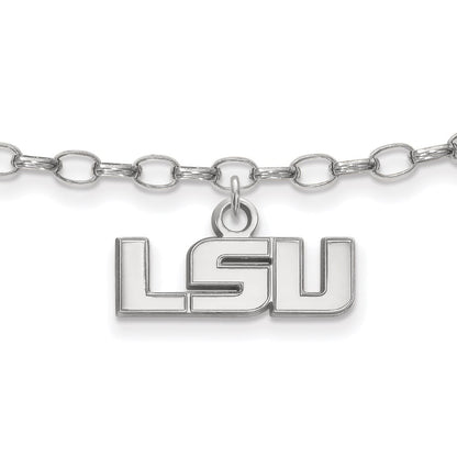 Sterling Silver Rhod-Pltd Logoart Louisiana State University Anklet