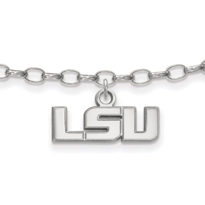 Sterling Silver Rhod-Pltd Logoart Louisiana State University Anklet