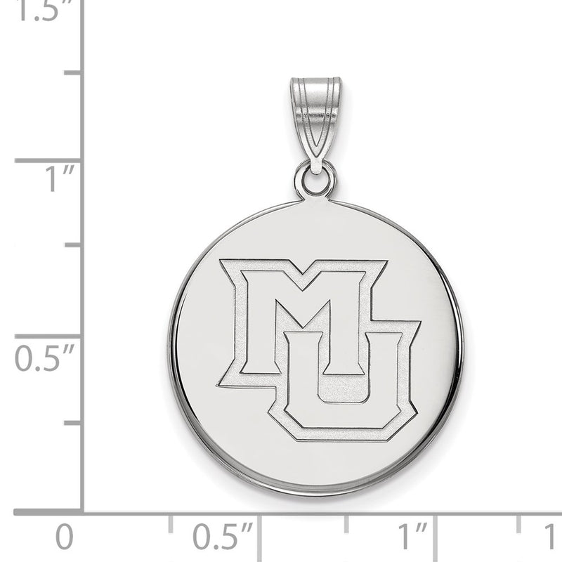 Sterling Silver Rhodium Plated Logoart Marquette University M U Large Disc Pendant