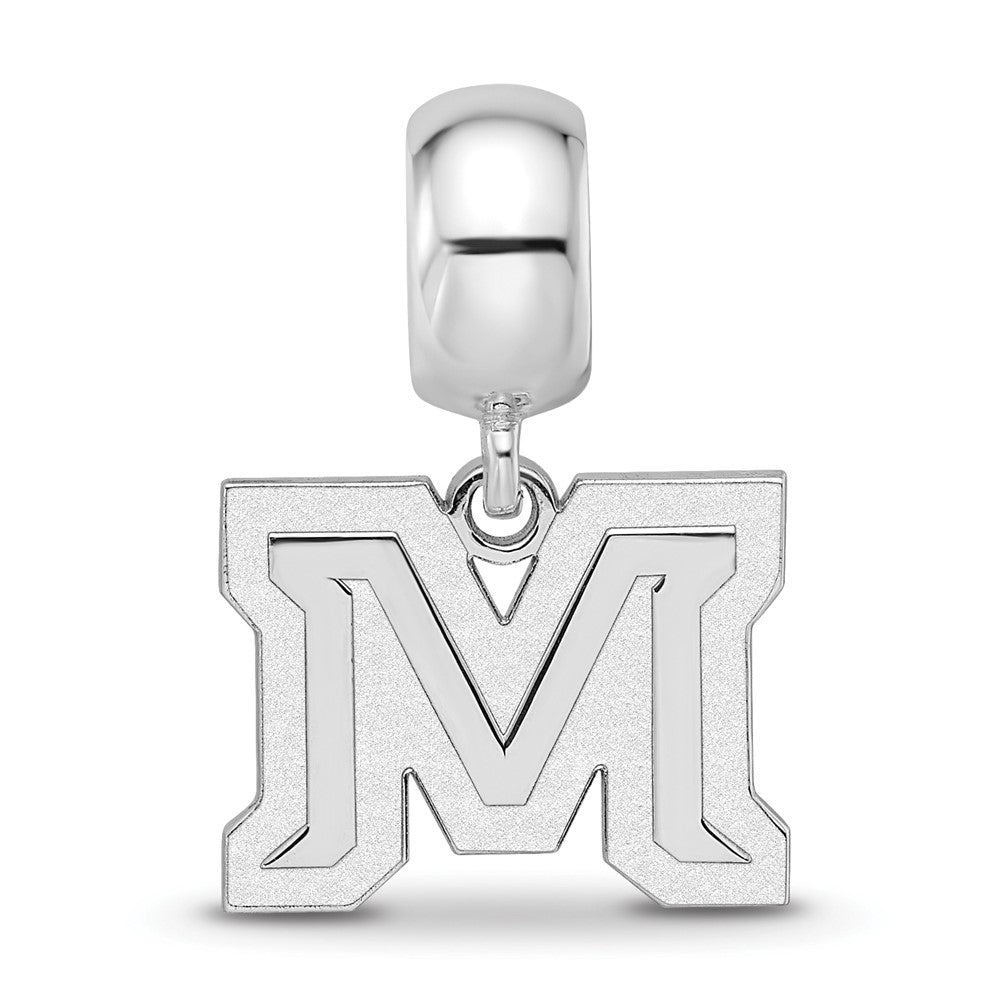 Sterling Silver Rhod-Pltd Logoart Montana State U. Small Dangle Bead