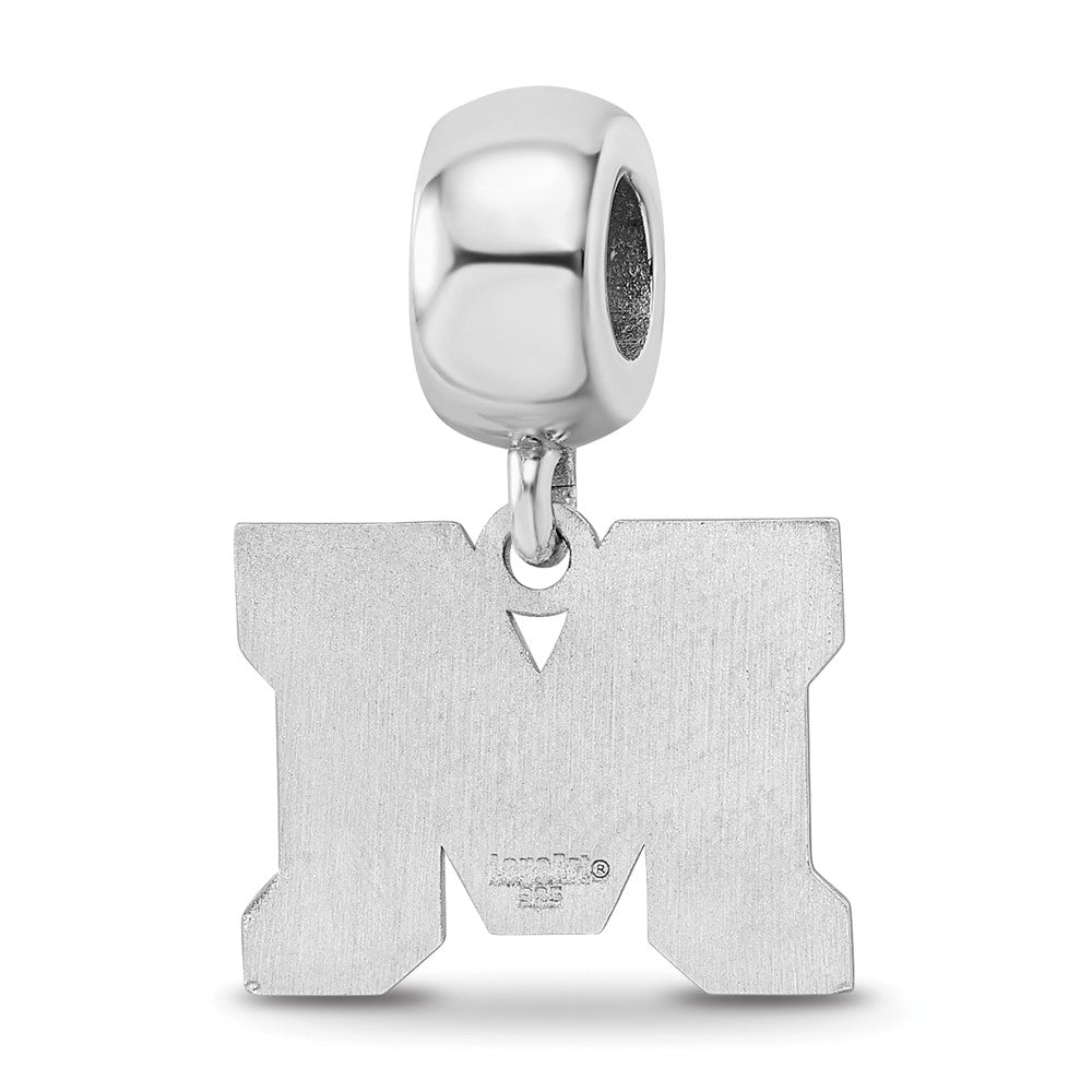Sterling Silver Rhod-Pltd Logoart Montana State U. Small Dangle Bead