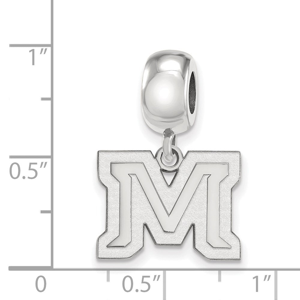 Sterling Silver Rhod-Pltd Logoart Montana State U. Small Dangle Bead
