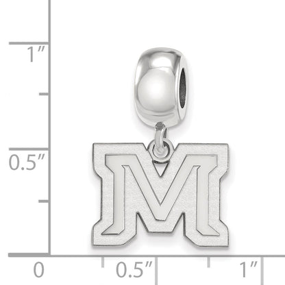 Sterling Silver Rhod-Pltd Logoart Montana State U. Small Dangle Bead