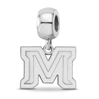 Sterling Silver Rhod-Pltd Logoart Montana State U. Small Dangle Bead