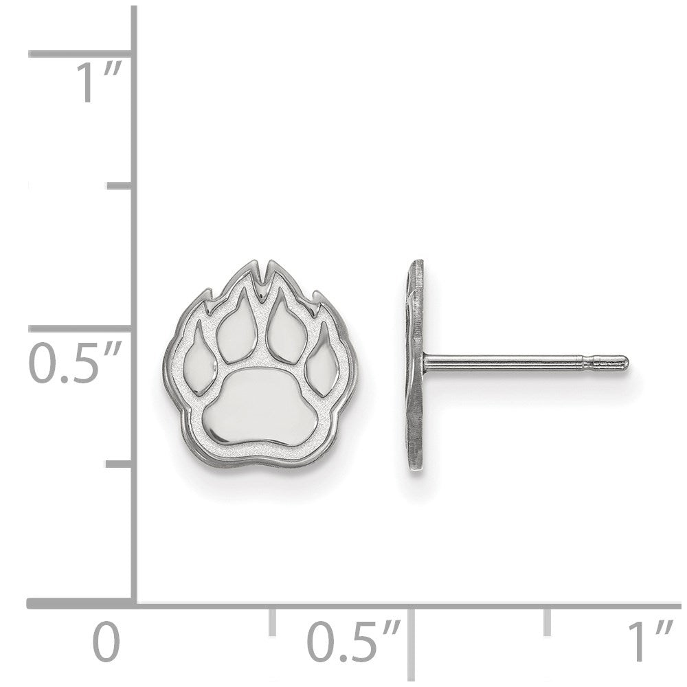 Sterling Silver Rhodium Plated Logoart Northern Illinois University Paw Extra Small Post Earrings