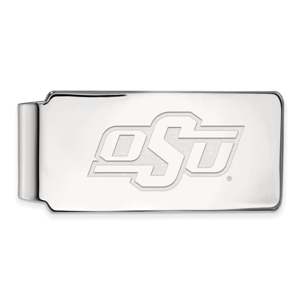 Sterling Silver Rhod-Pltd Logoart Oklahoma State University Money Clip