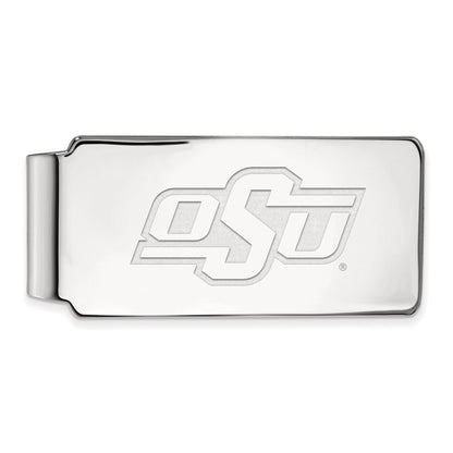 Sterling Silver Rhod-Pltd Logoart Oklahoma State University Money Clip