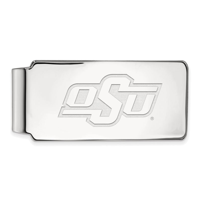 Sterling Silver Rhod-Pltd Logoart Oklahoma State University Money Clip