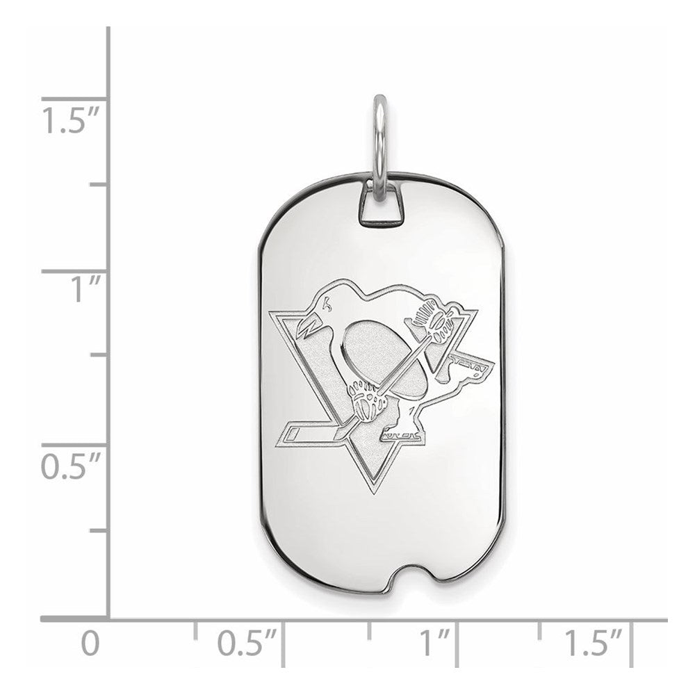 Sterling Silver Rhodium Plated Nhl Logoart Pittsburgh Penguins Small Dog Tag Pendant