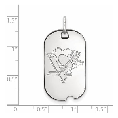 14K White Gold Nhl Logoart Pittsburgh Penguins Small Dog Tag Pendant