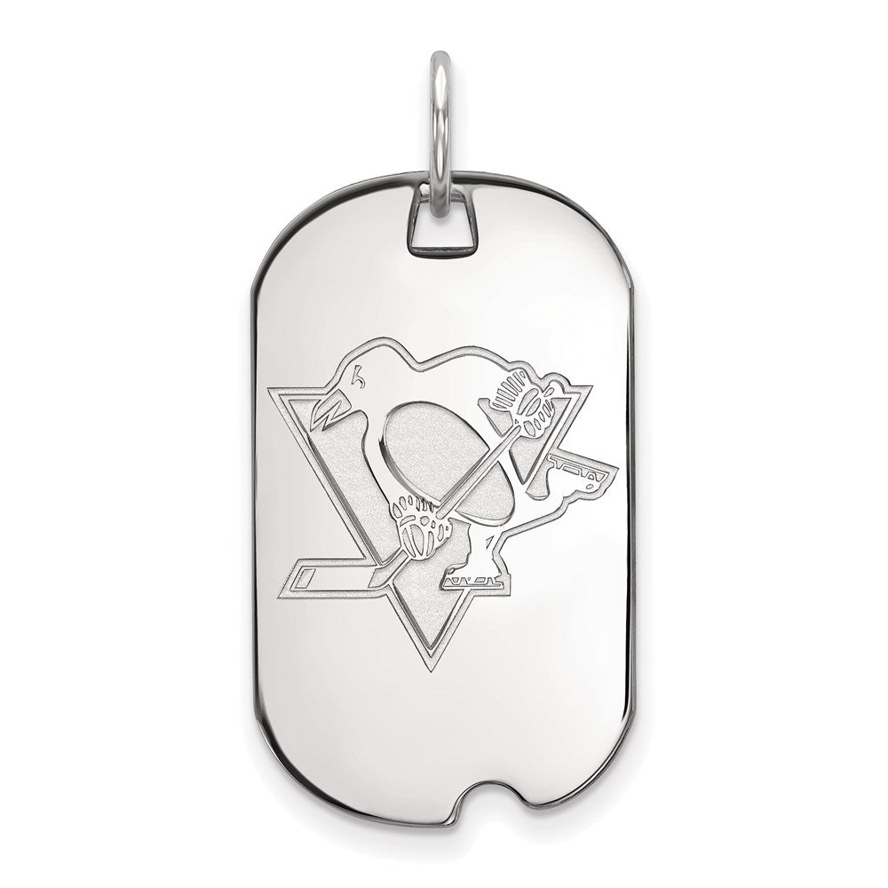 14K White Gold Nhl Logoart Pittsburgh Penguins Small Dog Tag Pendant