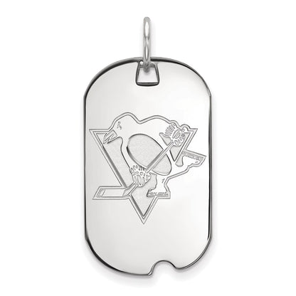 14K White Gold Nhl Logoart Pittsburgh Penguins Small Dog Tag Pendant